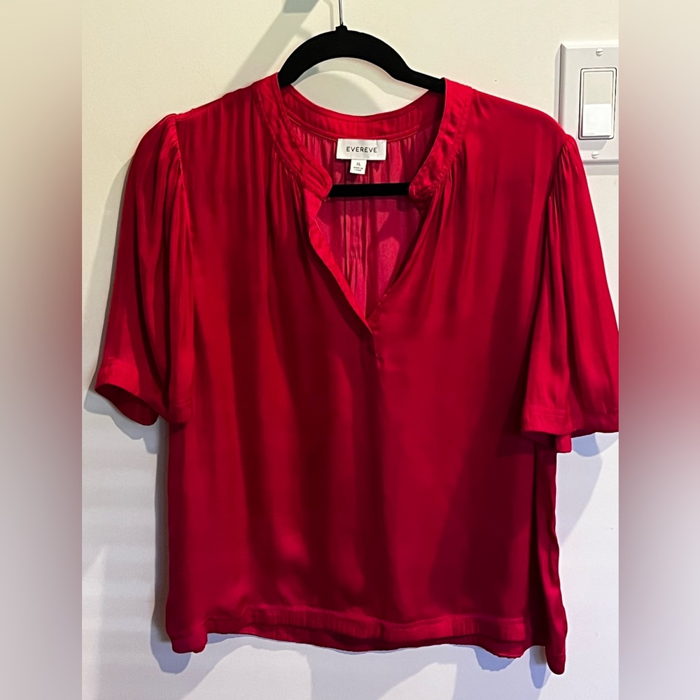 Evereve Pink Pleated Short Sleeve Blouse